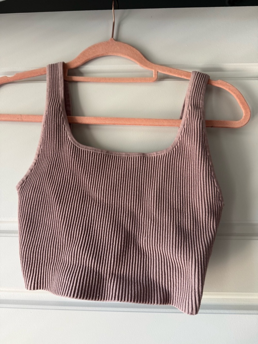 Aritzia Ribbed Square-Neck Tank in Mauve